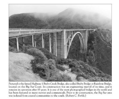 Images of America: Pacific Coast Highway in California sample page with historic photo of Bixby Bridge