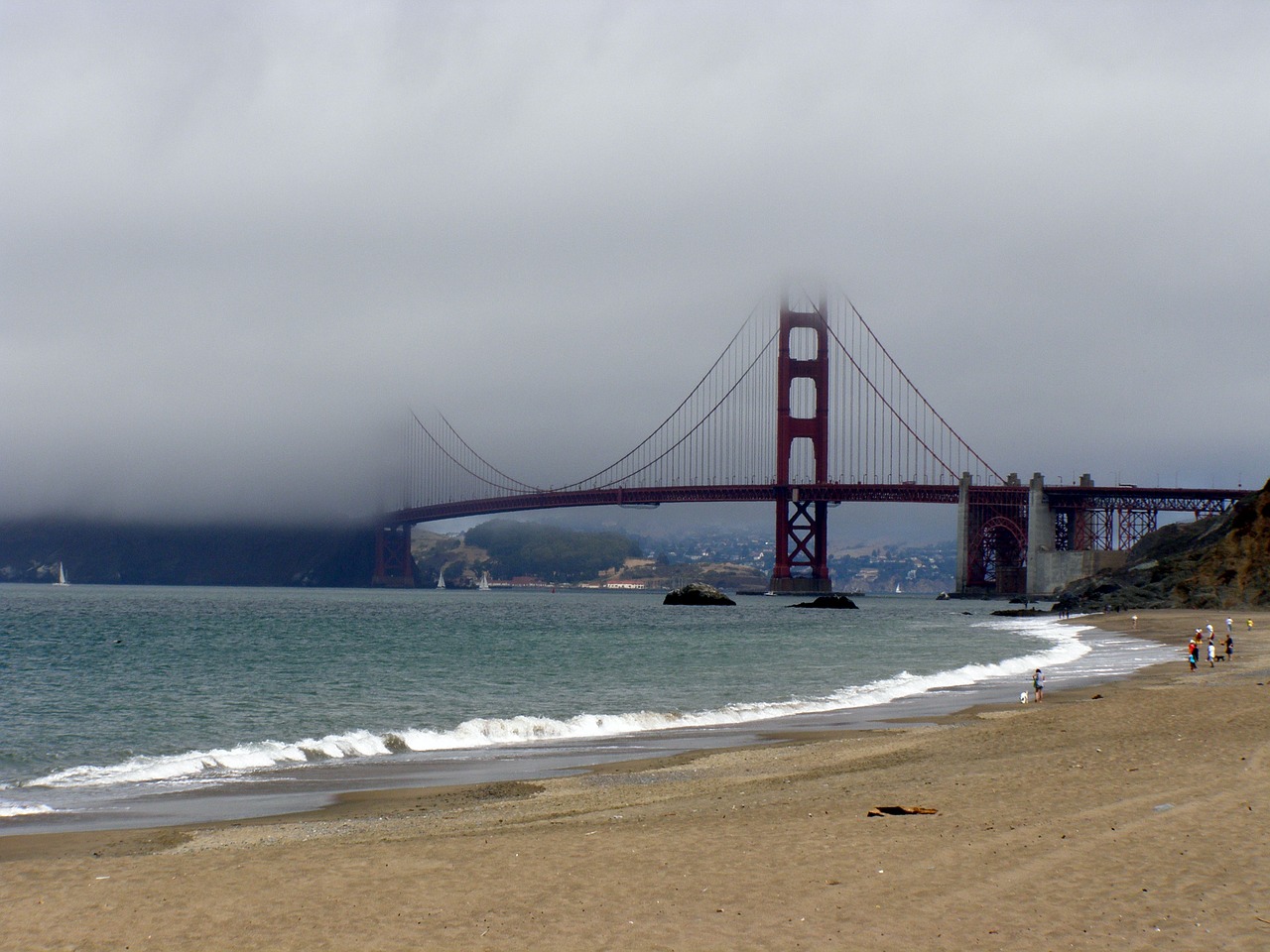 Golden Gate Bridge in San Francisco on a dull weather day