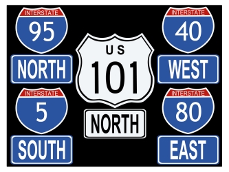 Road signs for driving the Pacific Coast Highway