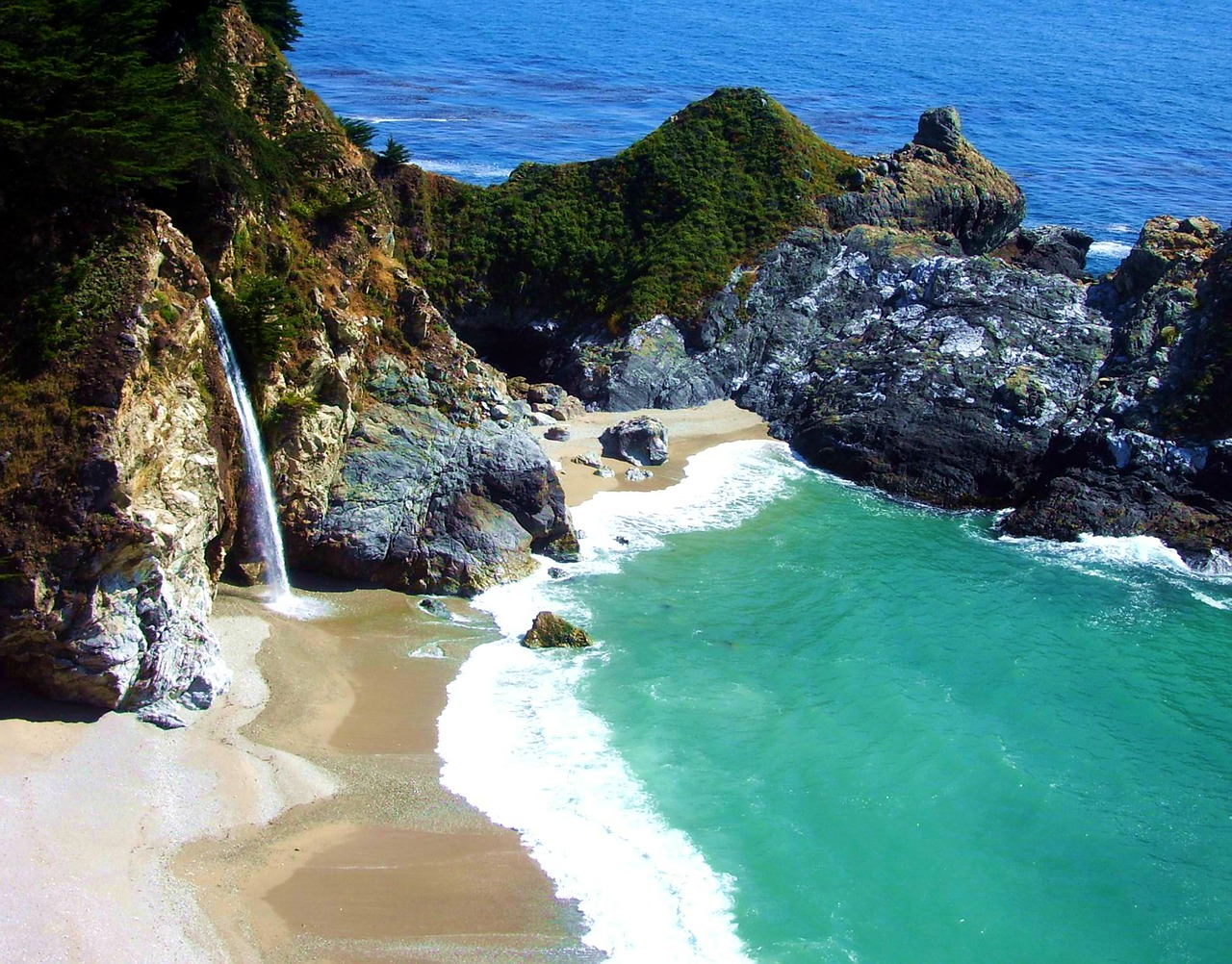 Waterfall on California's Pacific Coast