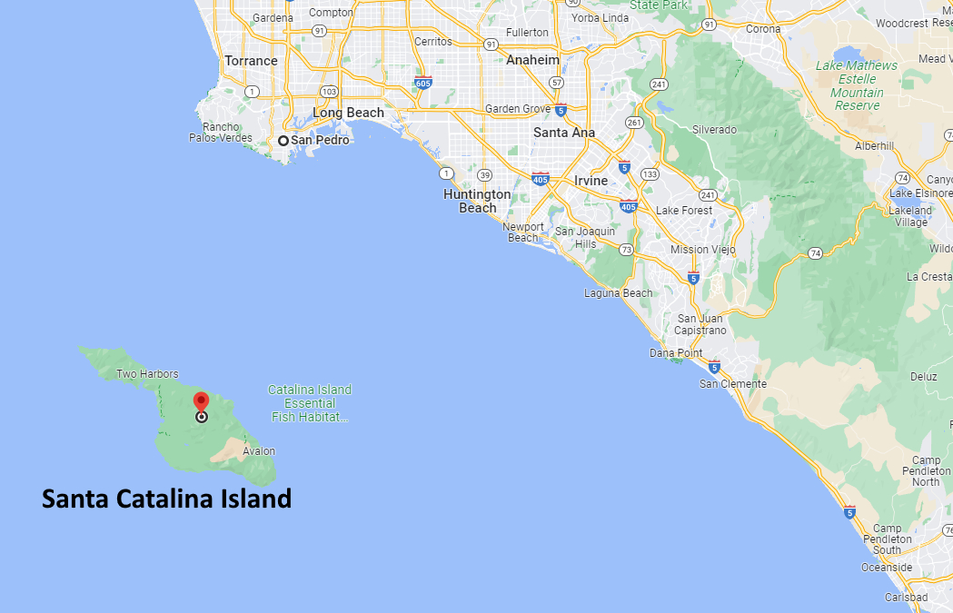 Map showing Santa Catalina Island off the California coast
